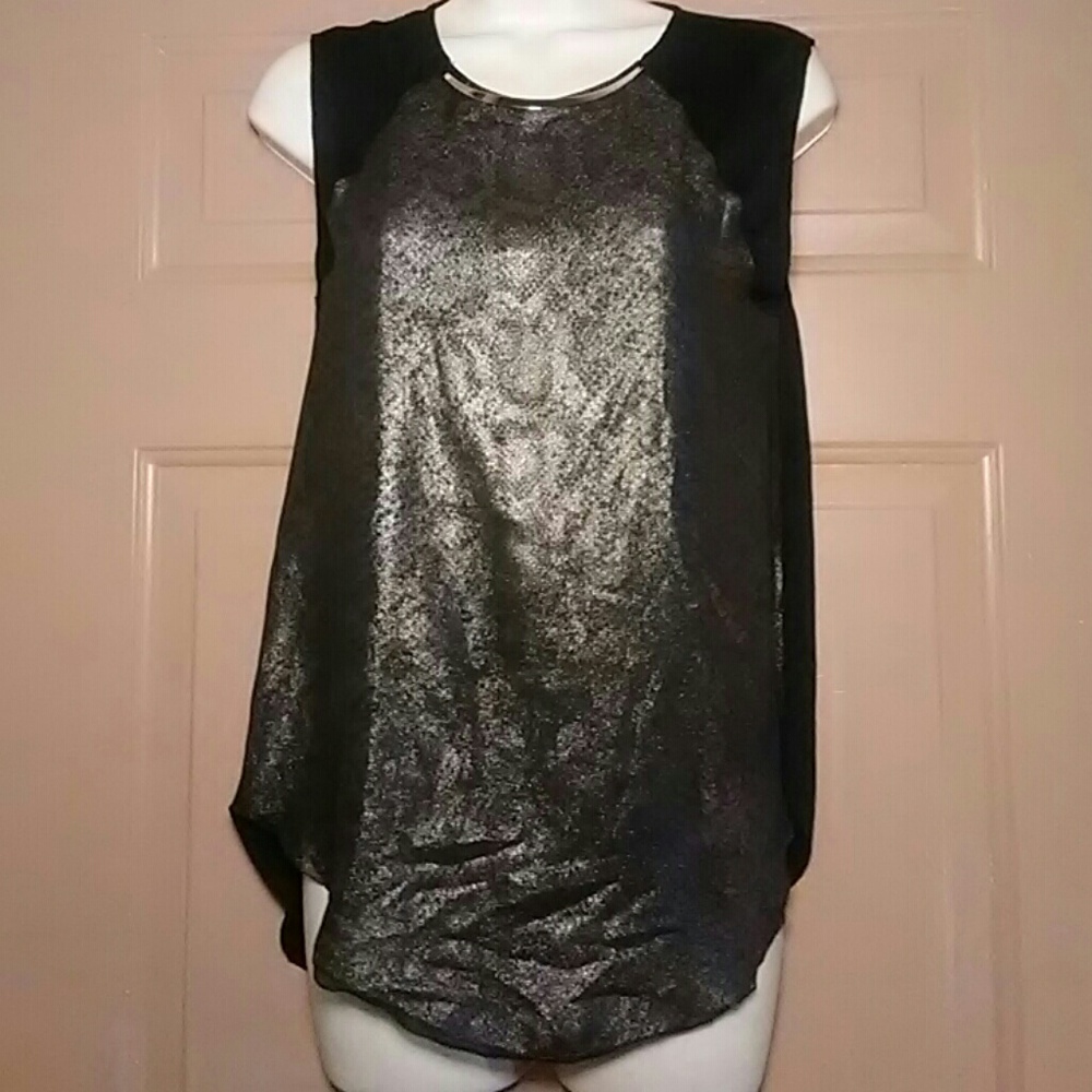 RACHEL ROY GOLD & BLACK SPARKLE TOP-SIZE SMALL